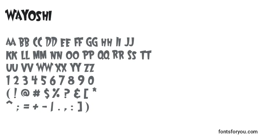 Czcionka Wayoshi – alfabet, cyfry, specjalne znaki