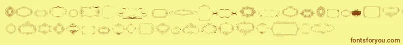 CalligraphicFramesSoftTwo-fontti – ruskeat fontit keltaisella taustalla