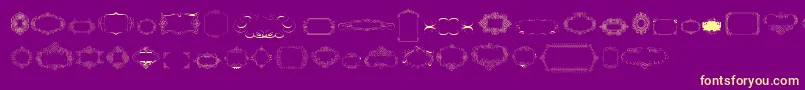 Fonte CalligraphicFramesSoftTwo – fontes amarelas em um fundo roxo