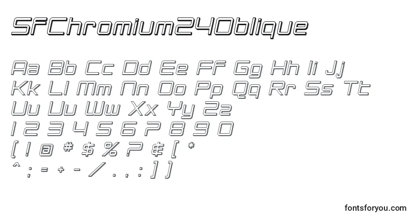 SfChromium24Obliqueフォント–アルファベット、数字、特殊文字