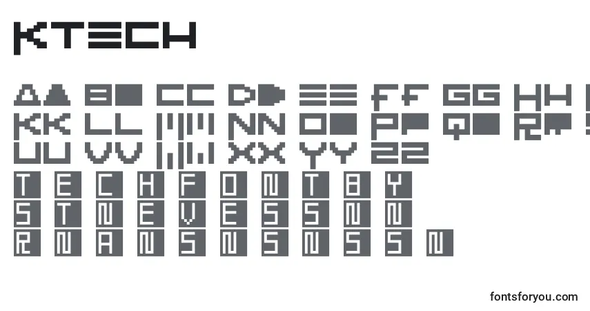 Schriftart Ktech – Alphabet, Zahlen, spezielle Symbole