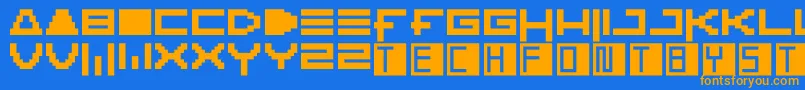Ktech Font – Orange Fonts on Blue Background