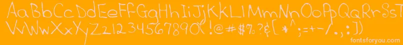 SandraRegular-fontti – vaaleanpunaiset fontit oranssilla taustalla