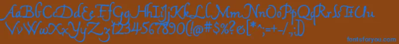 MamaScriptAlternates Font – Blue Fonts on Brown Background
