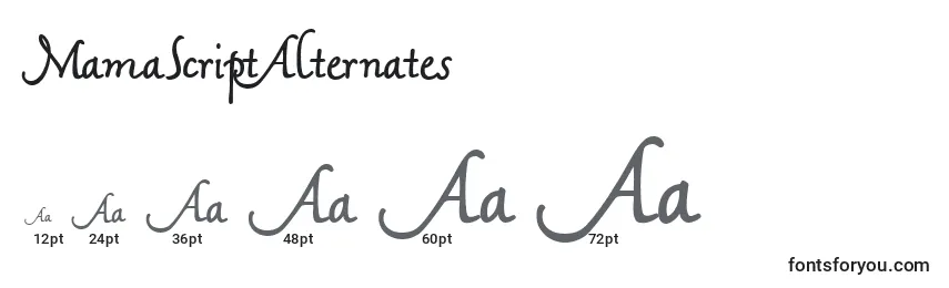MamaScriptAlternates Font Sizes