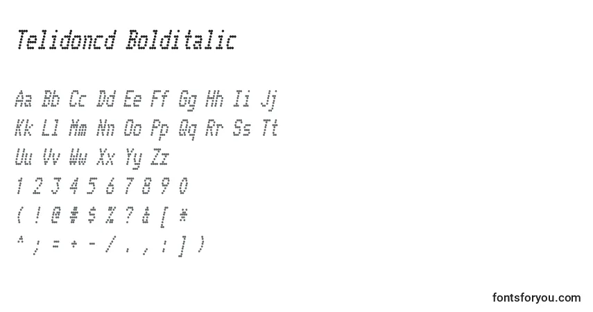 Czcionka Telidoncd Bolditalic – alfabet, cyfry, specjalne znaki