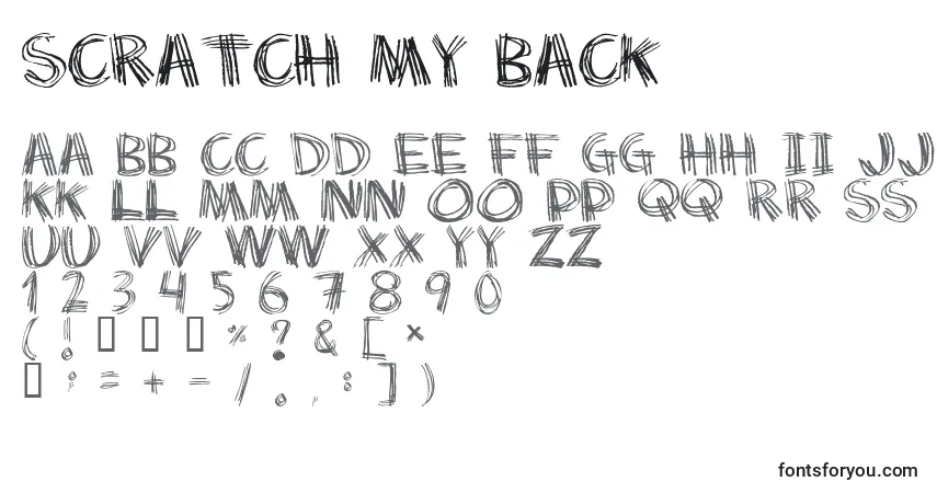 A fonte Scratch My Back – alfabeto, números, caracteres especiais