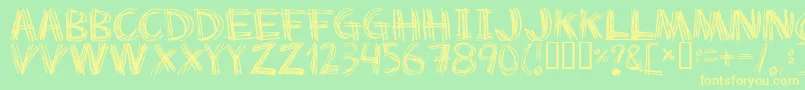 フォントScratch My Back – 黄色の文字が緑の背景にあります