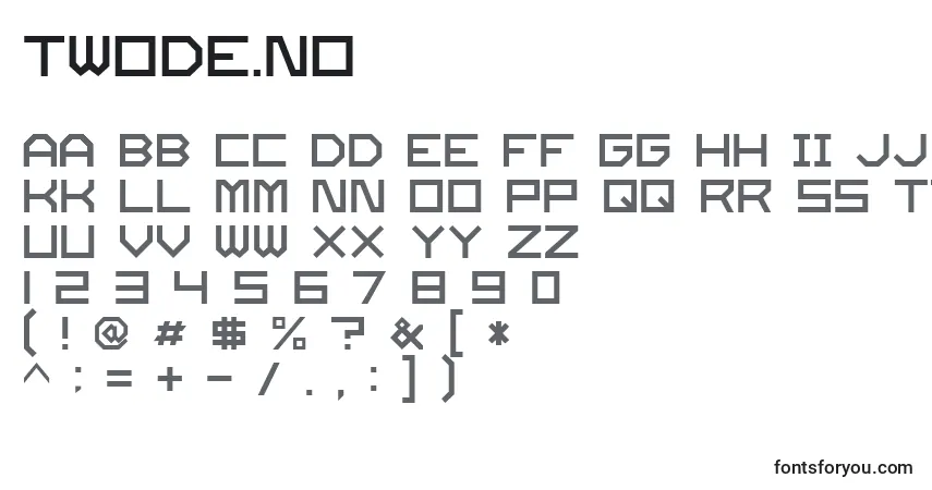 Шрифт Twode.No – алфавит, цифры, специальные символы