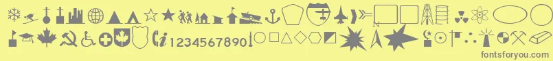 Fonte CandaceRegular – fontes cinzas em um fundo amarelo