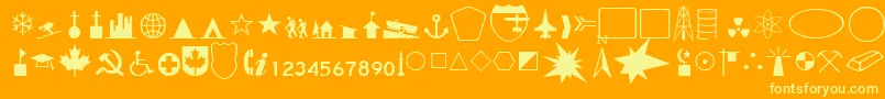Fonte CandaceRegular – fontes amarelas em um fundo laranja