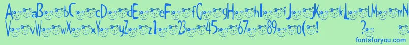 TKuma2Font Font – Blue Fonts on Green Background