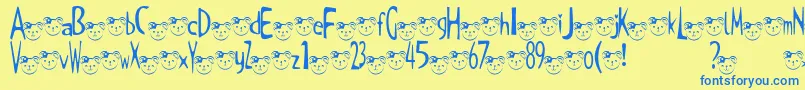 TKuma2Font Font – Blue Fonts on Yellow Background
