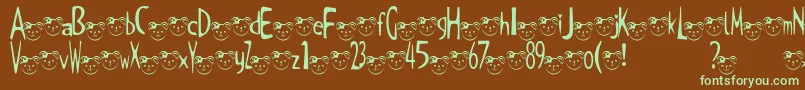 TKuma2Font Font – Green Fonts on Brown Background