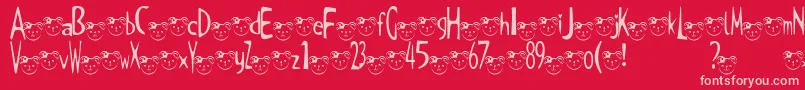 TKuma2Font-fontti – vaaleanpunaiset fontit punaisella taustalla