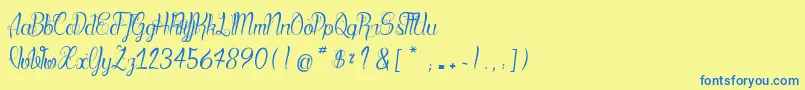 Weitere Informationen zur BloodShade-Schriftart BloodShade-Schriftart – Blaue Schriften auf gelbem Hintergrund