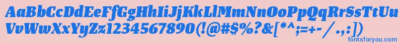 TangerserifnarrowHeavyitalic Font – Blue Fonts on Pink Background