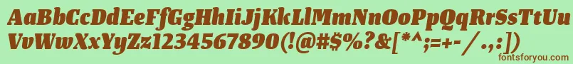 TangerserifnarrowHeavyitalic Font – Brown Fonts on Green Background