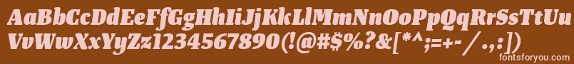 Шрифт TangerserifnarrowHeavyitalic – розовые шрифты на коричневом фоне