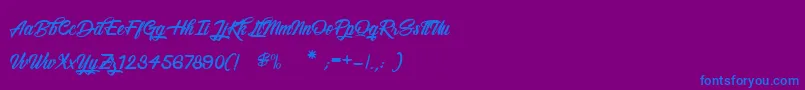 フォントSnowboardingOnly – 紫色の背景に青い文字