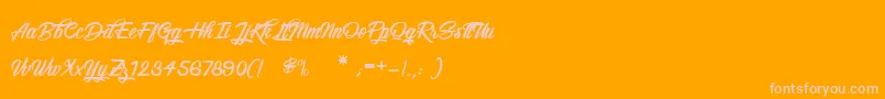 SnowboardingOnly-Schriftart – Rosa Schriften auf orangefarbenem Hintergrund