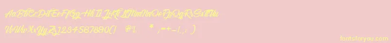 SnowboardingOnly-Schriftart – Gelbe Schriften auf rosa Hintergrund