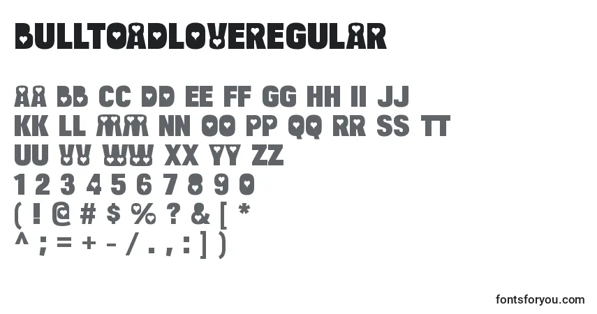 BulltoadloveRegular Font – alphabet, numbers, special characters