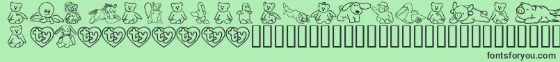フォントFlScrappyBeans – 緑の背景に黒い文字
