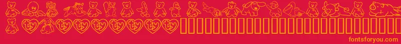 フォントFlScrappyBeans – 赤い背景にオレンジの文字