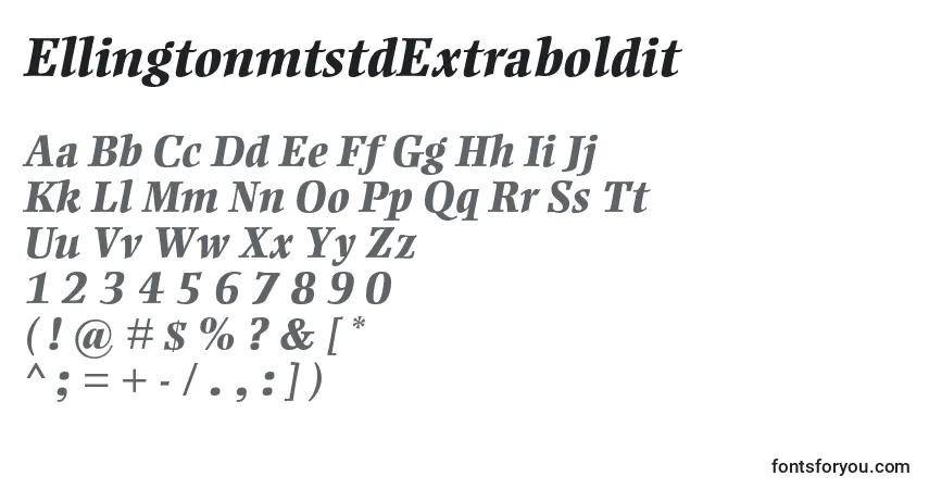 Шрифт EllingtonmtstdExtraboldit – алфавит, цифры, специальные символы