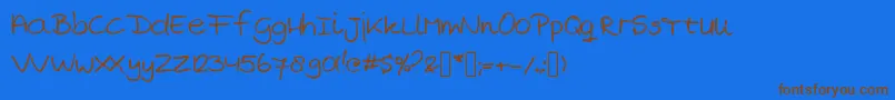 MarjansHandwriting Font – Brown Fonts on Blue Background
