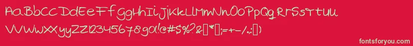 MarjansHandwriting Font – Green Fonts on Red Background