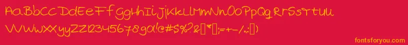 MarjansHandwriting Font – Orange Fonts on Red Background