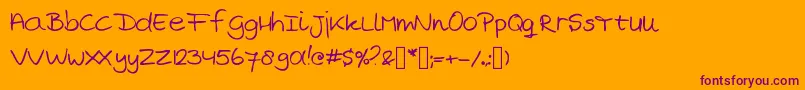 MarjansHandwriting Font – Purple Fonts on Orange Background