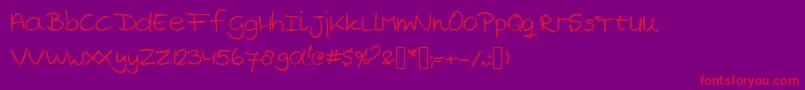 MarjansHandwriting Font – Red Fonts on Purple Background
