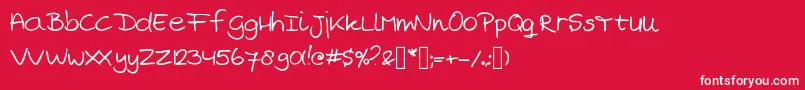 MarjansHandwriting Font – White Fonts on Red Background