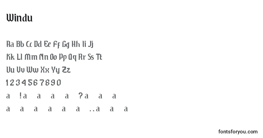 Schriftart Windu – Alphabet, Zahlen, spezielle Symbole