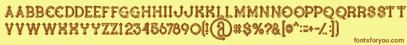 Bluenorthinlinegrunge-fontti – ruskeat fontit keltaisella taustalla