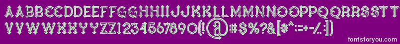 Bluenorthinlinegrunge Font – Green Fonts on Purple Background