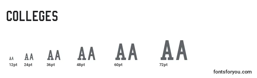 Colleges Font Sizes