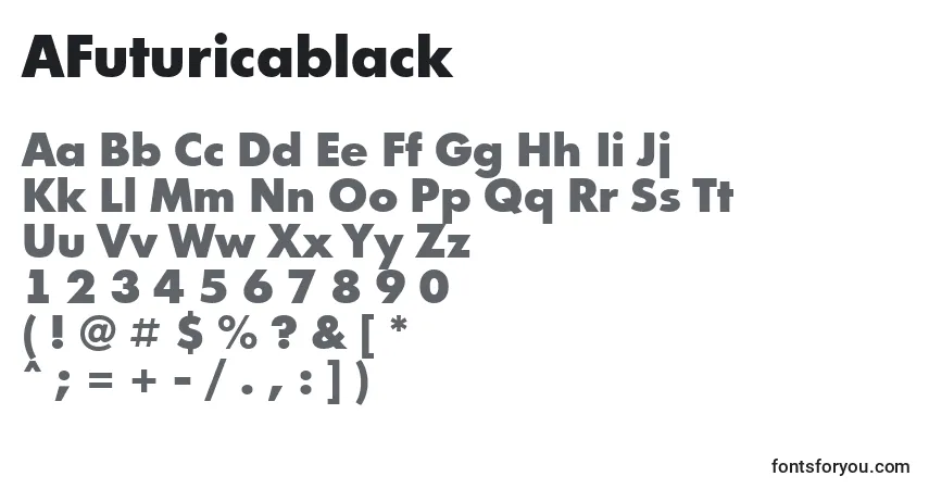 A fonte AFuturicablack – alfabeto, números, caracteres especiais