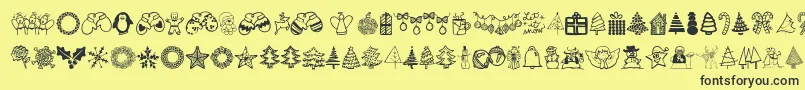 Fonte Austiebostchristmasdoodles – fontes pretas em um fundo amarelo