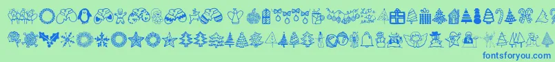 Police Austiebostchristmasdoodles – polices bleues sur fond vert