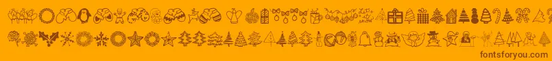 Austiebostchristmasdoodles-Schriftart – Braune Schriften auf orangefarbenem Hintergrund