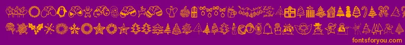 Austiebostchristmasdoodles-Schriftart – Orangefarbene Schriften auf violettem Hintergrund