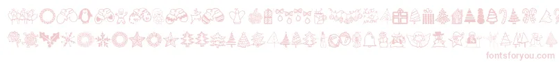 フォントAustiebostchristmasdoodles – 白い背景にピンクのフォント