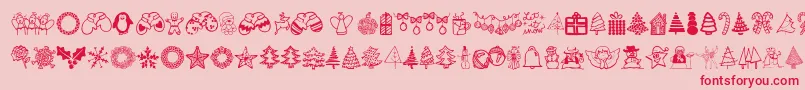 Austiebostchristmasdoodles Font – Red Fonts on Pink Background
