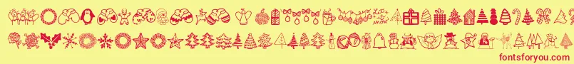 Austiebostchristmasdoodles Font – Red Fonts on Yellow Background