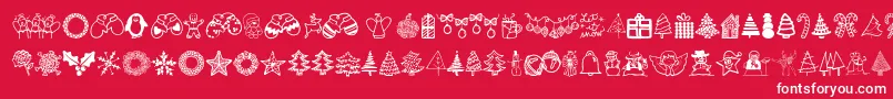 Austiebostchristmasdoodles-Schriftart – Weiße Schriften auf rotem Hintergrund