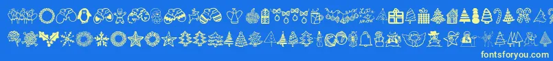 フォントAustiebostchristmasdoodles – 黄色の文字、青い背景